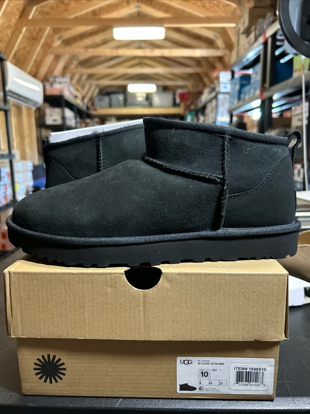Women’s UGG Classic Ultra Mini Suede Ankle Boots - Black- Size 10